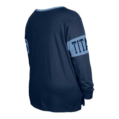 Tennessee Titans New Era Women's Plus Size Lace-Up Notch Neck Long Sleeve T-Shirt - Navy - NFL