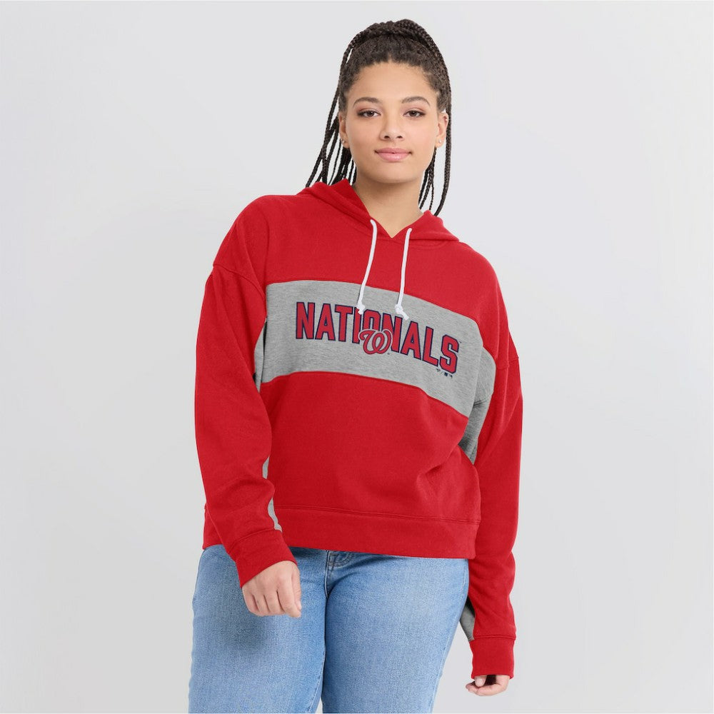 Washington Nationals Fanatics Women's Filled Stat Sheet Pullover Hoodie Outlet
