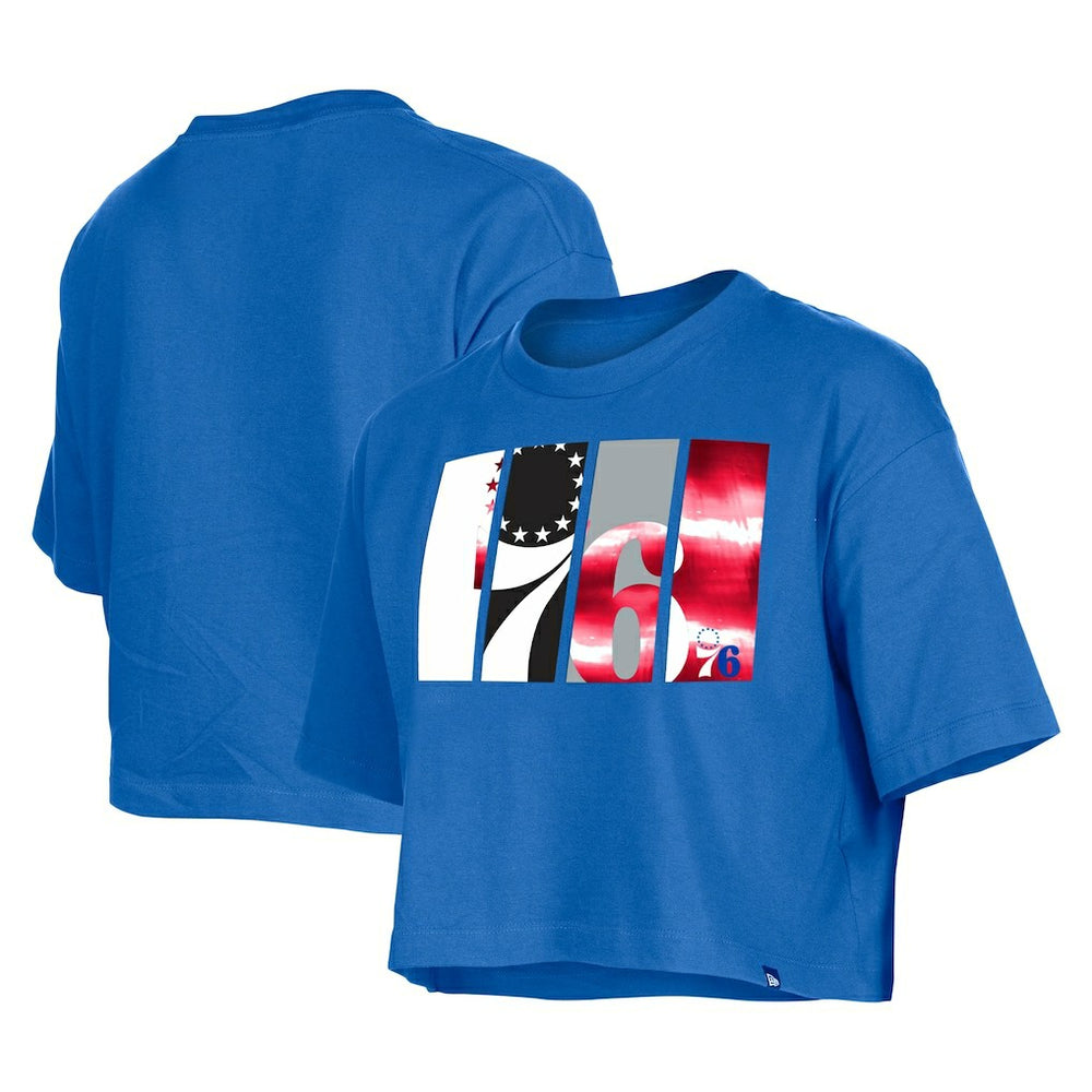 New Era Philadelphia 76ers Women's Cropped T-Shirt Royal
