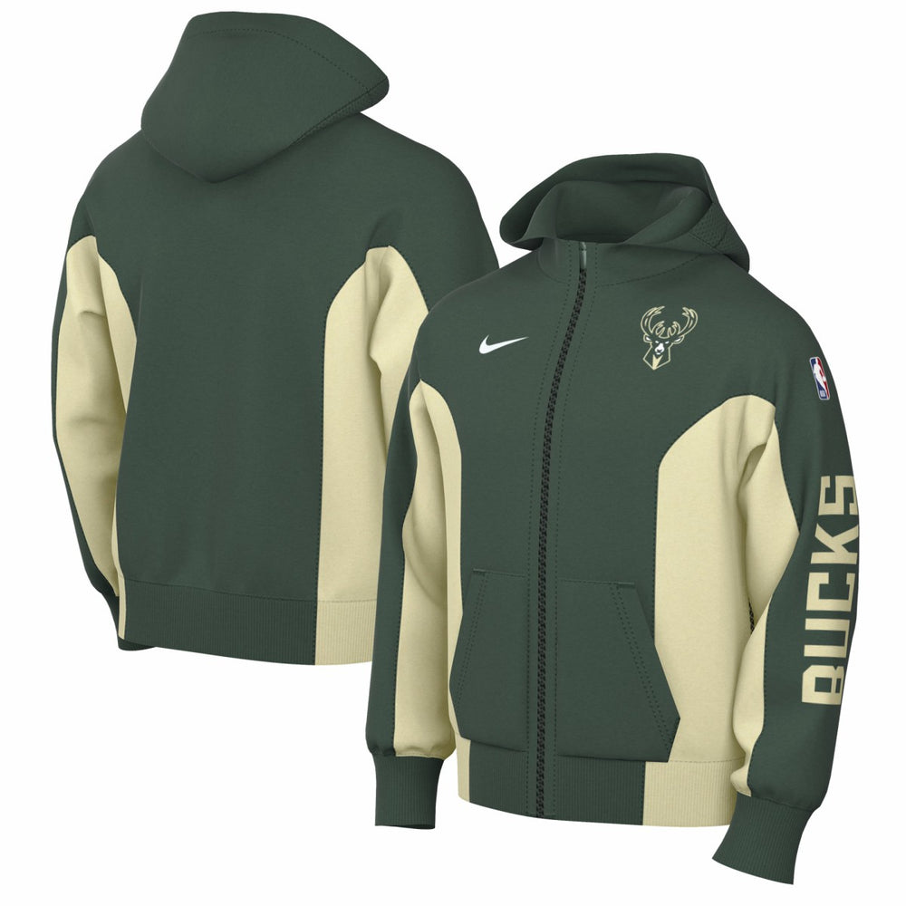 Nike Milwaukee Bucks 2023/24 Authentic Showtime Full-Zip Hoodie Hunter Green