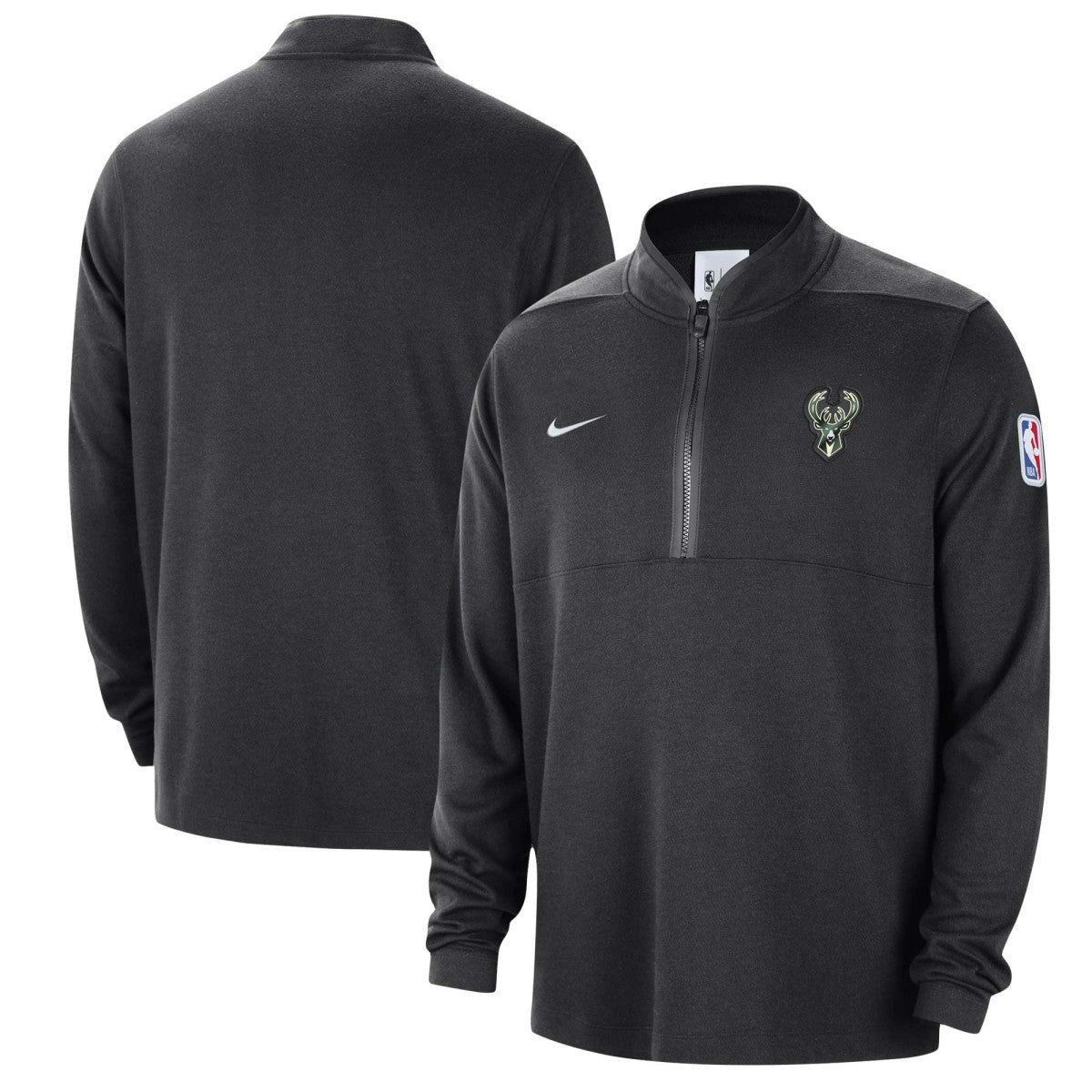 Nike Milwaukee Bucks Authentic Performance Half-Zip Jacket Black