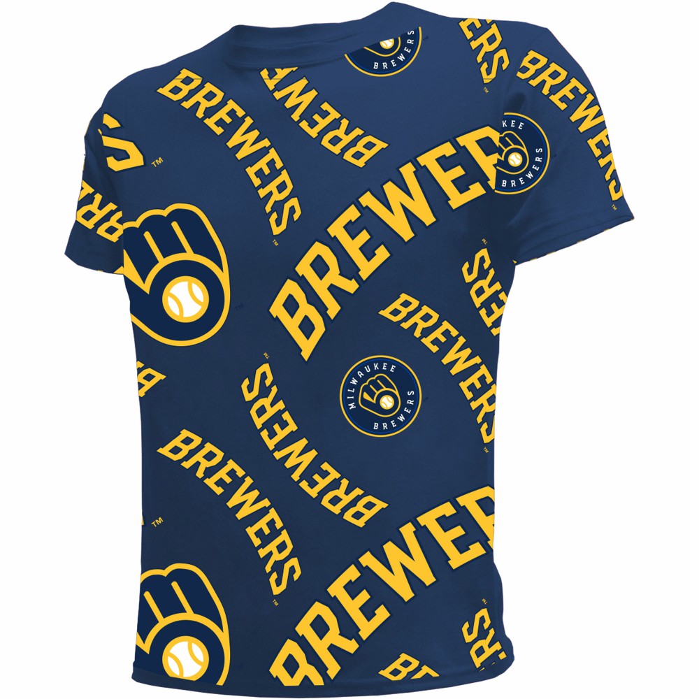 Milwaukee Brewers Stitches Youth Allover Team T-Shirt Online