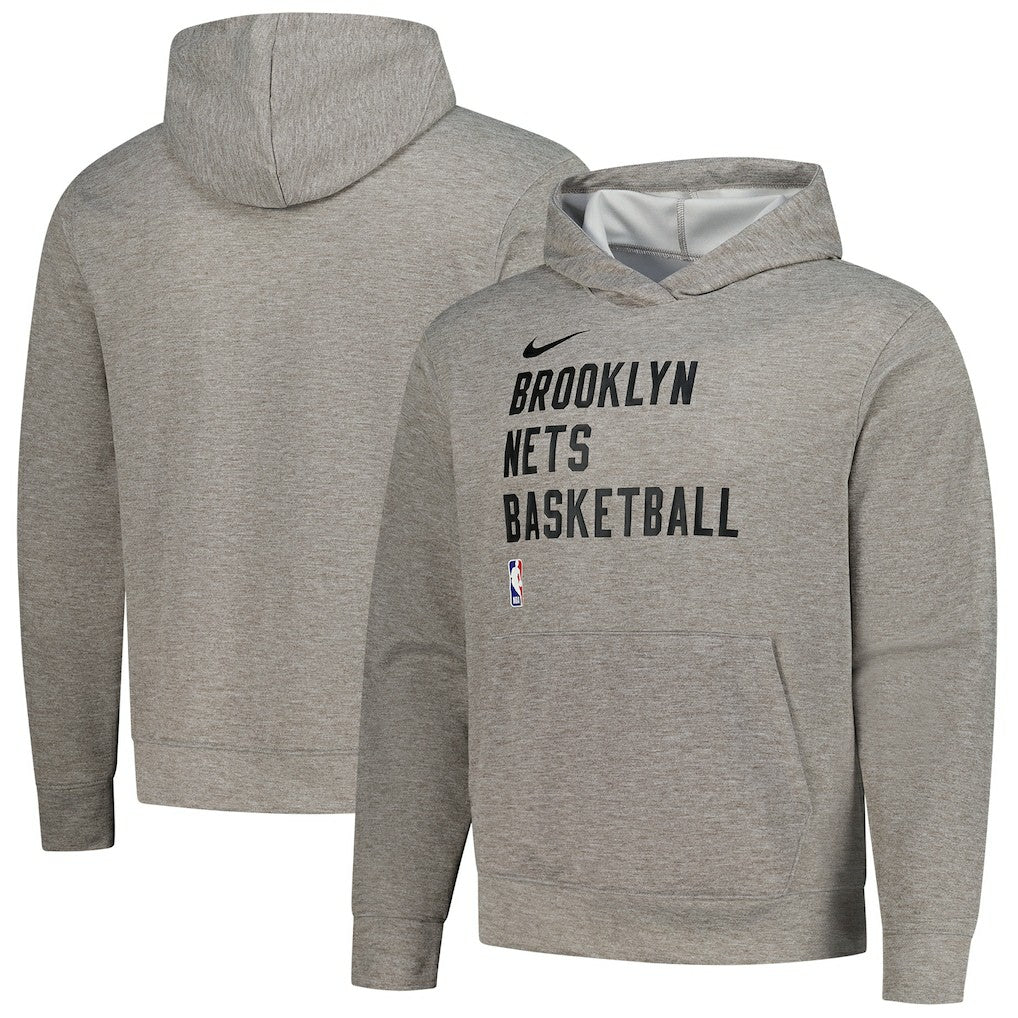 Nike Brooklyn Nets Unisex 2023/24 Performance Spotlight On-Court Practice Pullover Hoodie Heather Gray
