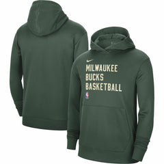 Nike Milwaukee Bucks Unisex 2023/24 Performance Spotlight On-Court Practice Pullover Hoodie Hunter Green