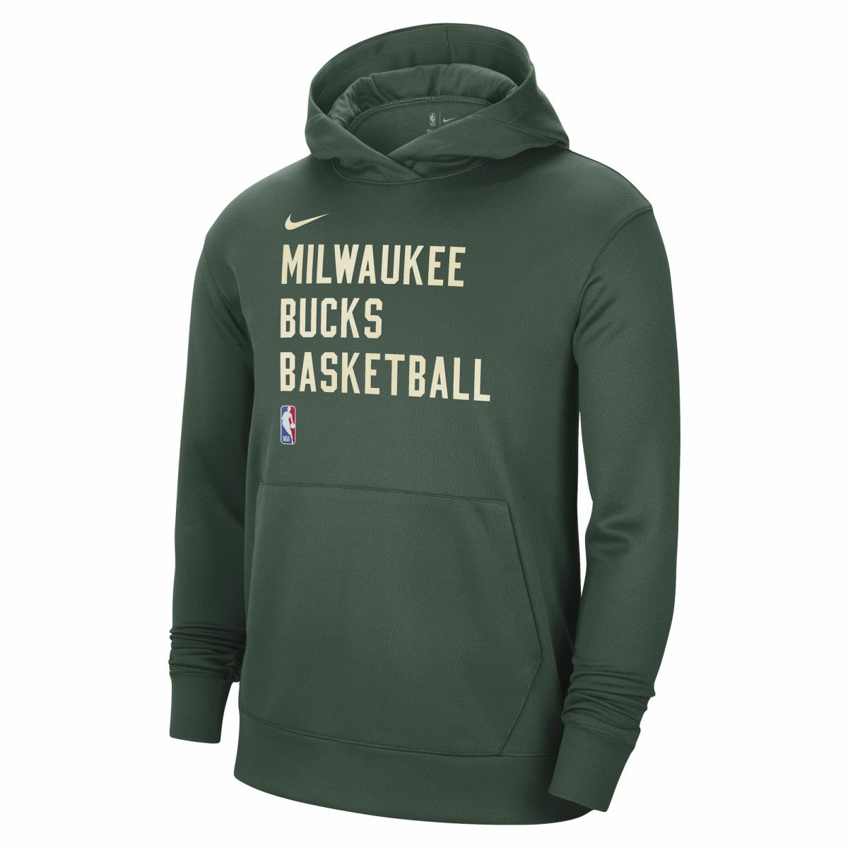 Nike Milwaukee Bucks Unisex 2023/24 Performance Spotlight On-Court Practice Pullover Hoodie Hunter Green
