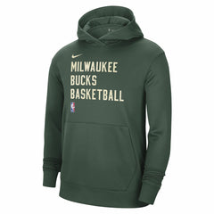Nike Milwaukee Bucks Unisex 2023/24 Performance Spotlight On-Court Practice Pullover Hoodie Hunter Green