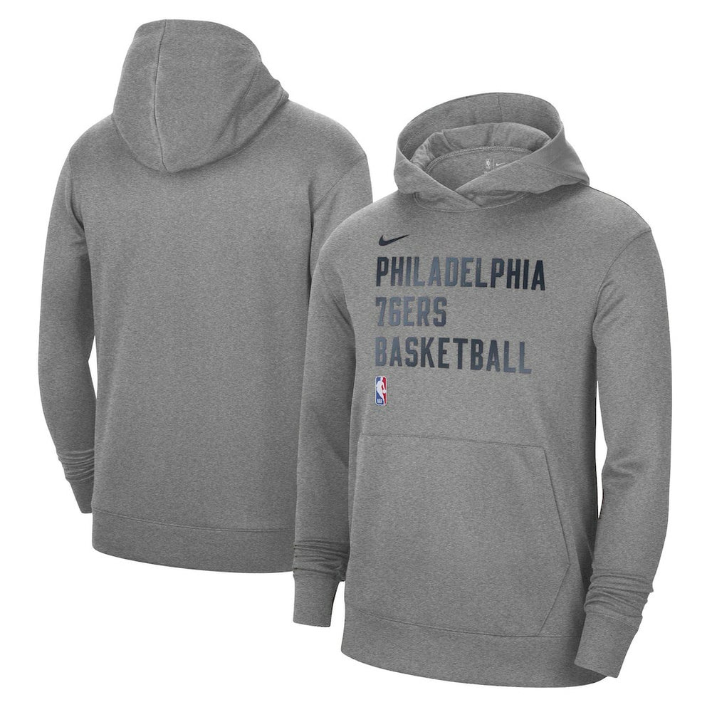 Nike Philadelphia 76ers Unisex 2023/24 Performance Spotlight On-Court Practice Pullover Hoodie Heather Gray
