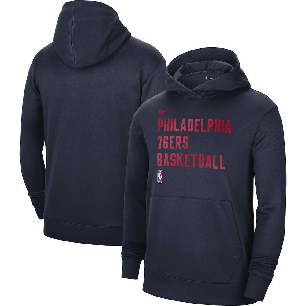 Nike Philadelphia 76ers Unisex 2023/24 Performance Spotlight On-Court Practice Pullover Hoodie Navy