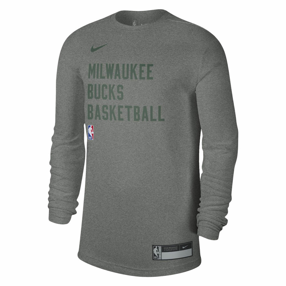 Nike Milwaukee Bucks Unisex 2023/24 Legend On-Court Practice Long Sleeve T-Shirt Heather Gray