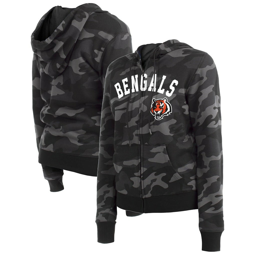 Cincinnati Bengals New Era Women's Camo Full-Zip Hoodie - Black - NFL