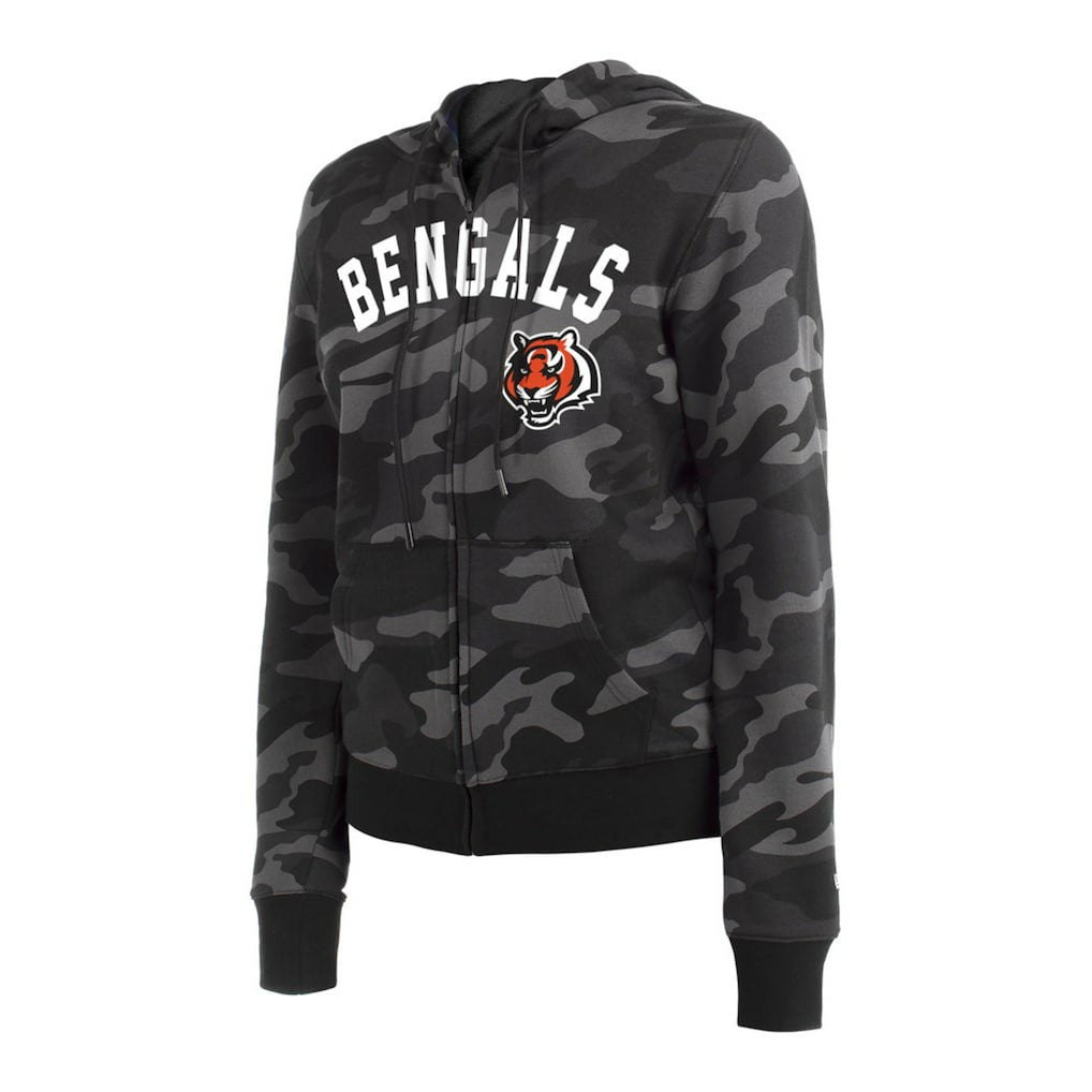 Cincinnati Bengals New Era Women's Camo Full-Zip Hoodie - Black - NFL