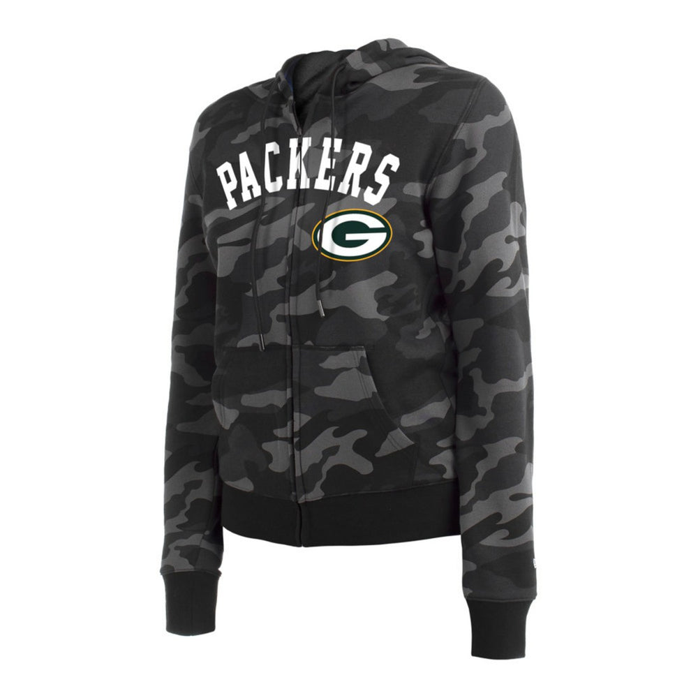 Green Bay Packers New Era Women's Camo Full-Zip Hoodie - Black - NFL