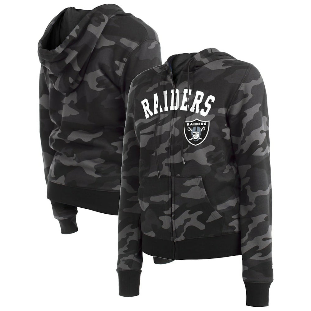 Las Vegas Raiders New Era Women's Camo Full-Zip Hoodie - Black - NFL