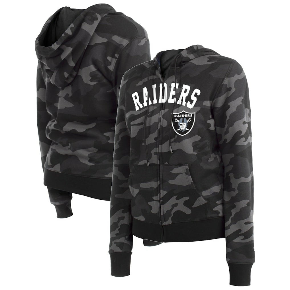 Las Vegas Raiders New Era Women's Camo Full-Zip Hoodie - Black - NFL