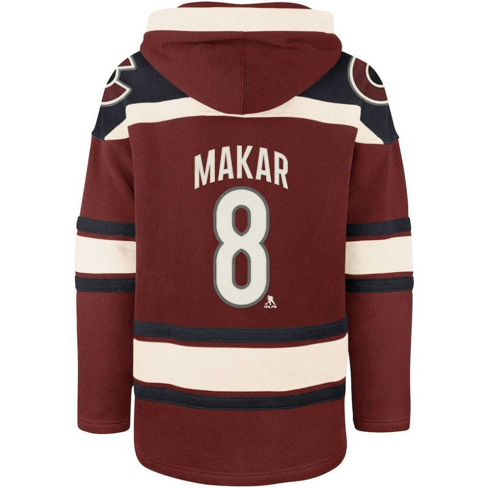 Cale Makar Colorado Avalanche '47 Player Name & Number Lacer Pullover Hoodie - Burgundy | 47 brand sale