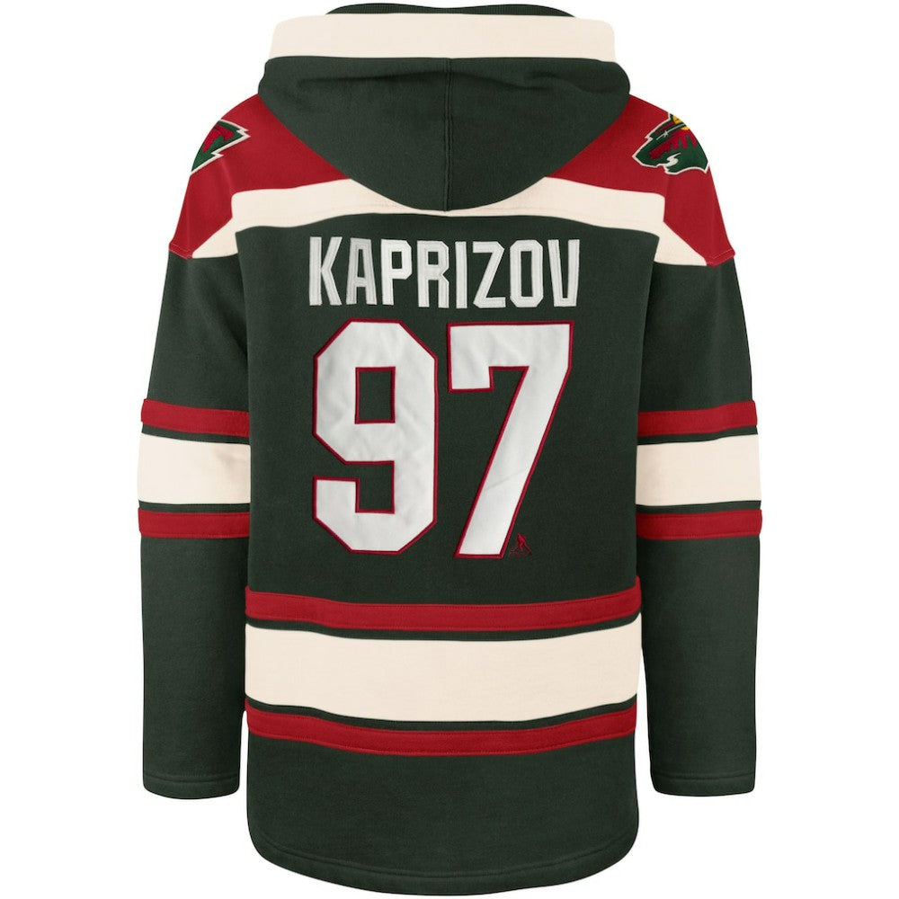Kirill Kaprizov Minnesota Wild '47 Player Name & Number Lacer Pullover Hoodie - Green | 47 brand Clearance