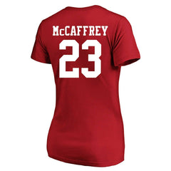 Christian McCaffrey San Francisco 49ers Women's Plus Size Fair Catch Name & Number Scoop Neck T-Shirt - Scarlet - NFL