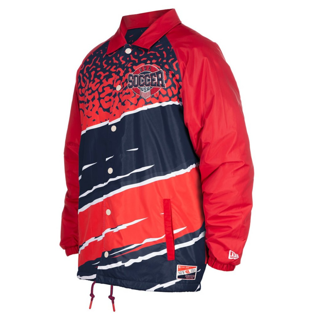 New Era - USMNT 5th & Ocean by New Era Throwback Coaches Raglan Full-Snap Jacket - Navy