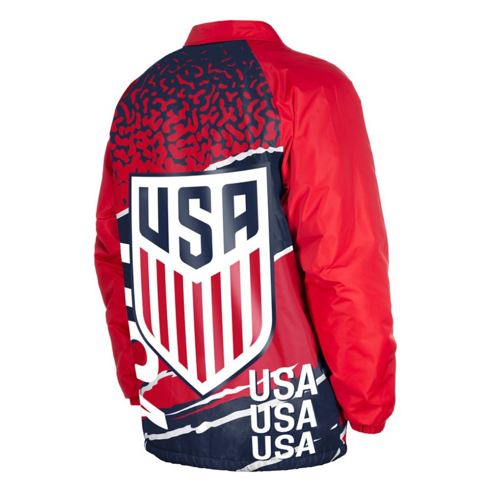 New Era - USMNT 5th & Ocean by New Era Throwback Coaches Raglan Full-Snap Jacket - Navy