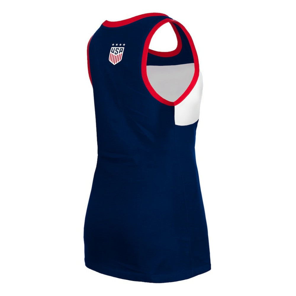 New Era - USWNT 5th & Ocean by New Era Women's Throwback Jersey Racer Tank Top - Navy