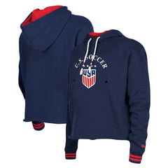 New Era - USWNT 5th & Ocean by New Era Women's Athleisure Cropped Fleece Pullover Hoodie - Navy