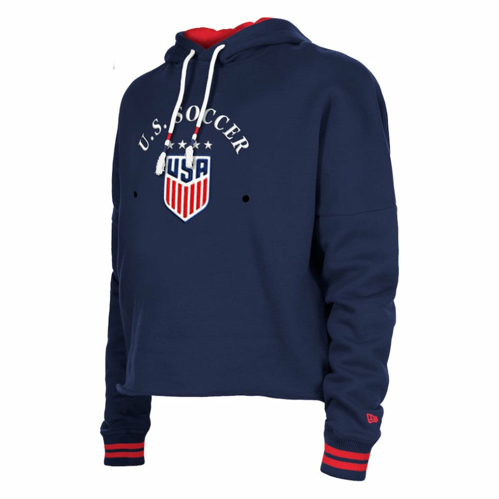 New Era - USWNT 5th & Ocean by New Era Women's Athleisure Cropped Fleece Pullover Hoodie - Navy
