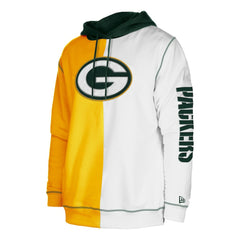 Green Bay Packers New Era Third Down Split Raglan Pullover Hoodie - Gold/White - NFL