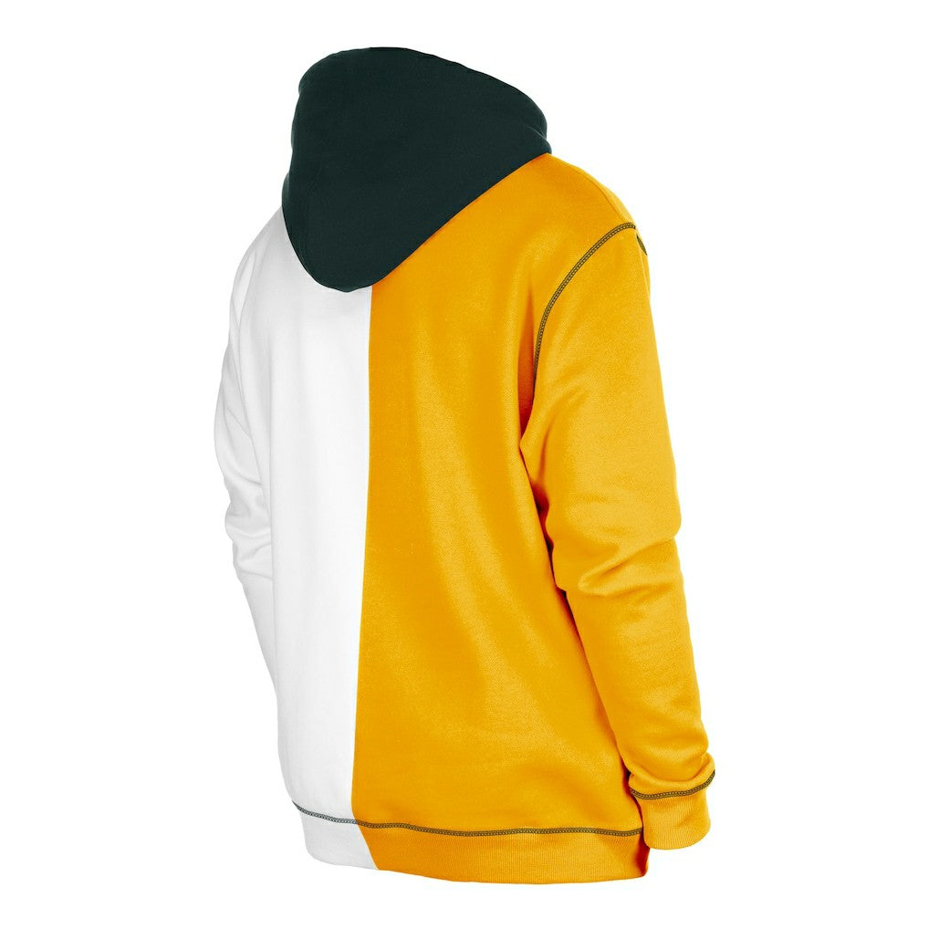 Green Bay Packers New Era Third Down Split Raglan Pullover Hoodie - Gold/White - NFL