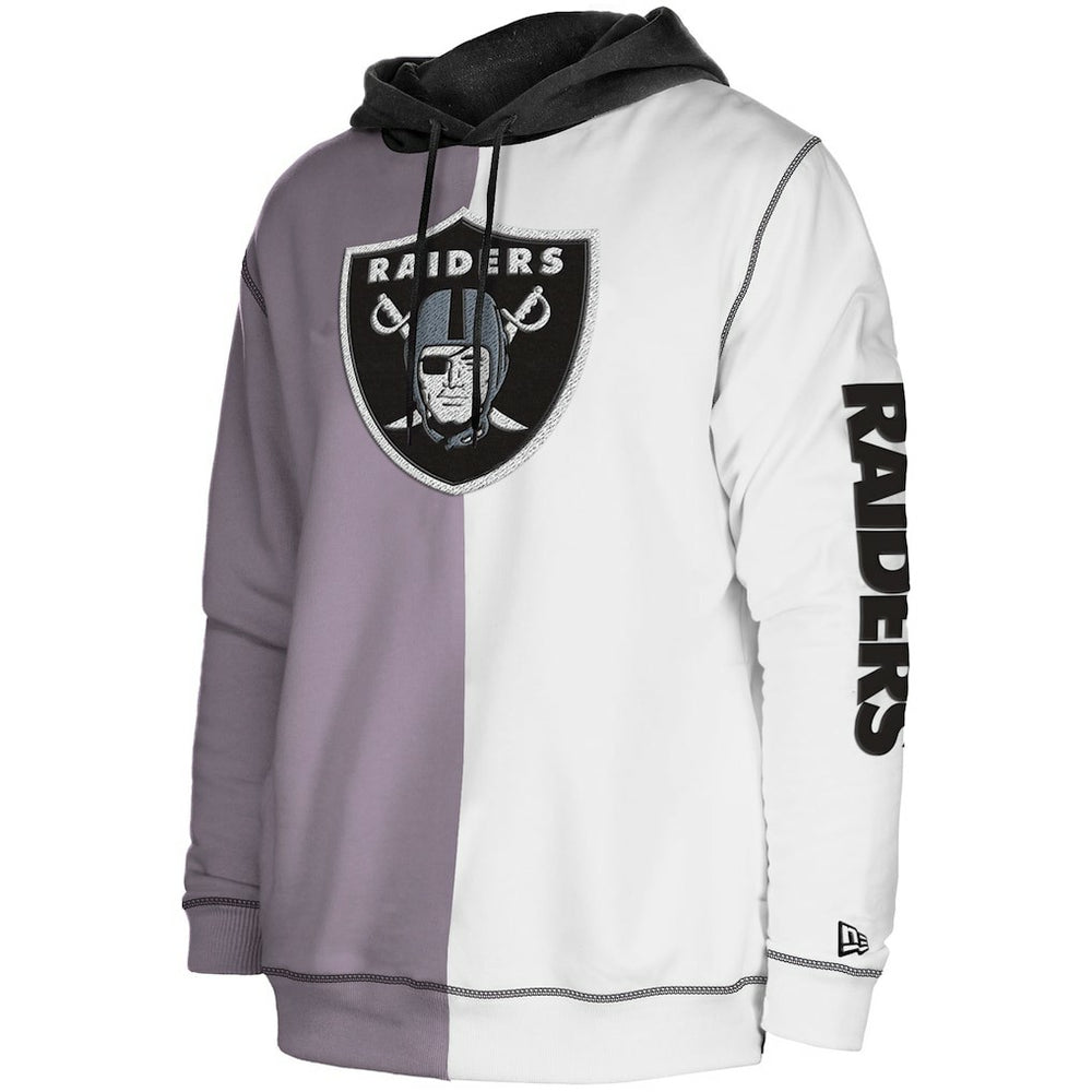 Las Vegas Raiders New Era Third Down Split Raglan Pullover Hoodie - Silver/White - NFL