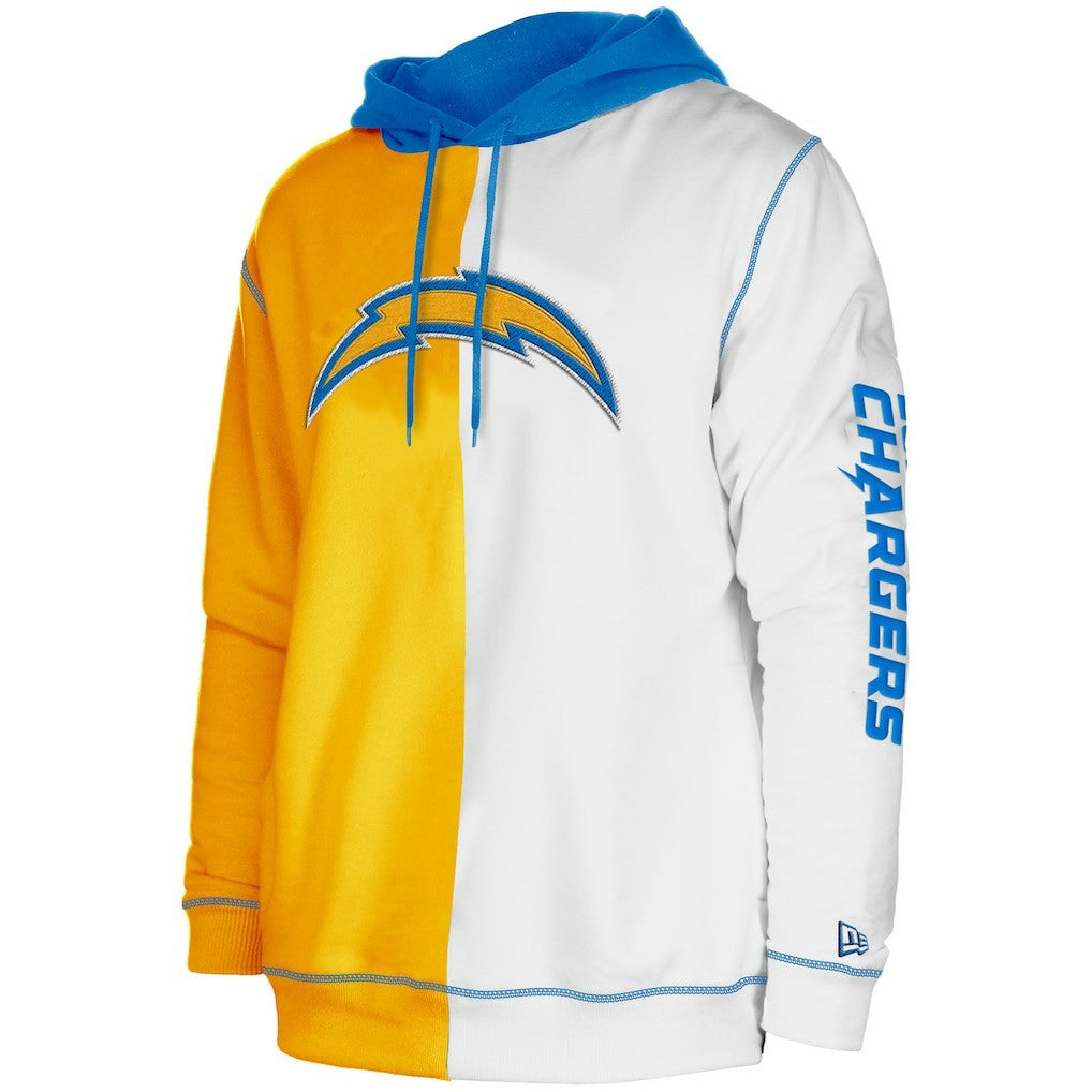 Los Angeles Chargers New Era Third Down Split Raglan Pullover Hoodie - Gold/White - NFL