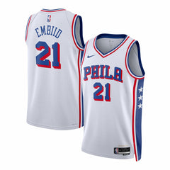 Nike Joel Embiid Philadelphia 76ers Unisex Swingman Jersey Association Edition White