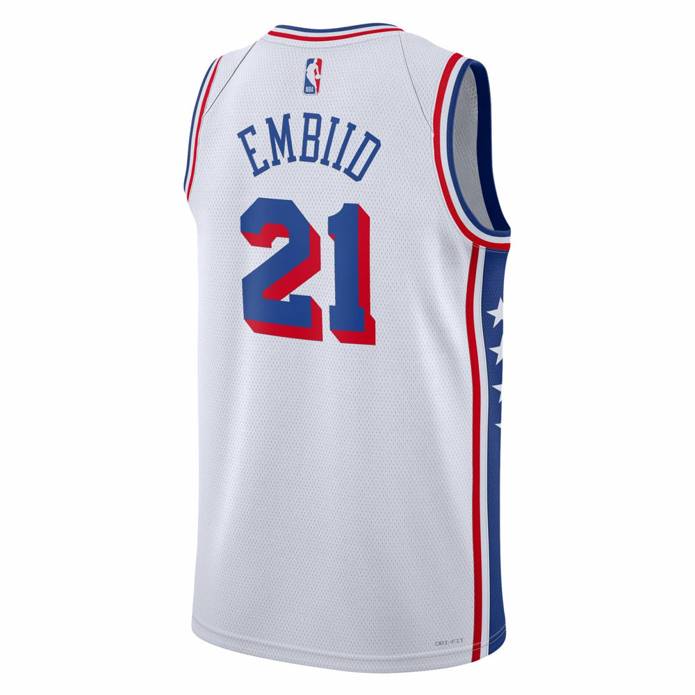 Nike Joel Embiid Philadelphia 76ers Unisex Swingman Jersey Association Edition White