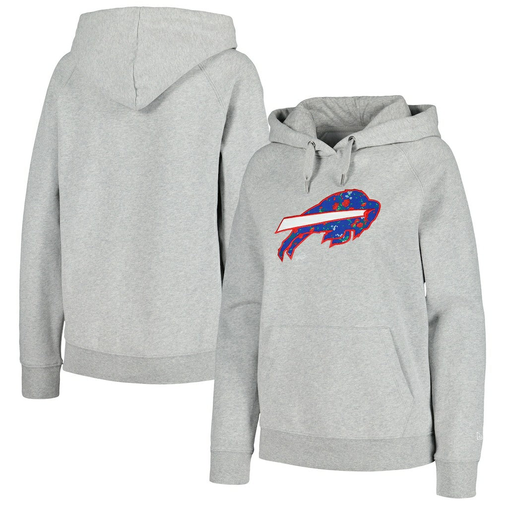 Buffalo Bills New Era Women's Floral Raglan Pullover Hoodie - Gray - NFL