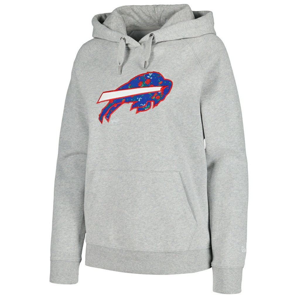 Buffalo Bills New Era Women's Floral Raglan Pullover Hoodie - Gray - NFL