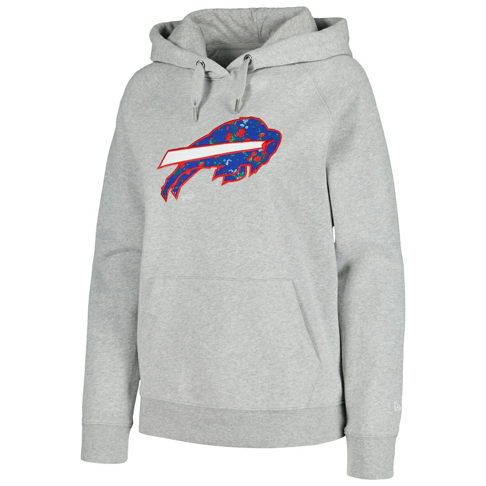 Buffalo Bills New Era Women's Floral Raglan Pullover Hoodie - Gray - NFL