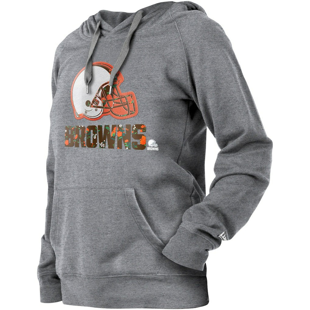 Cleveland Browns New Era Women's Floral Raglan Pullover Hoodie - Gray - NFL