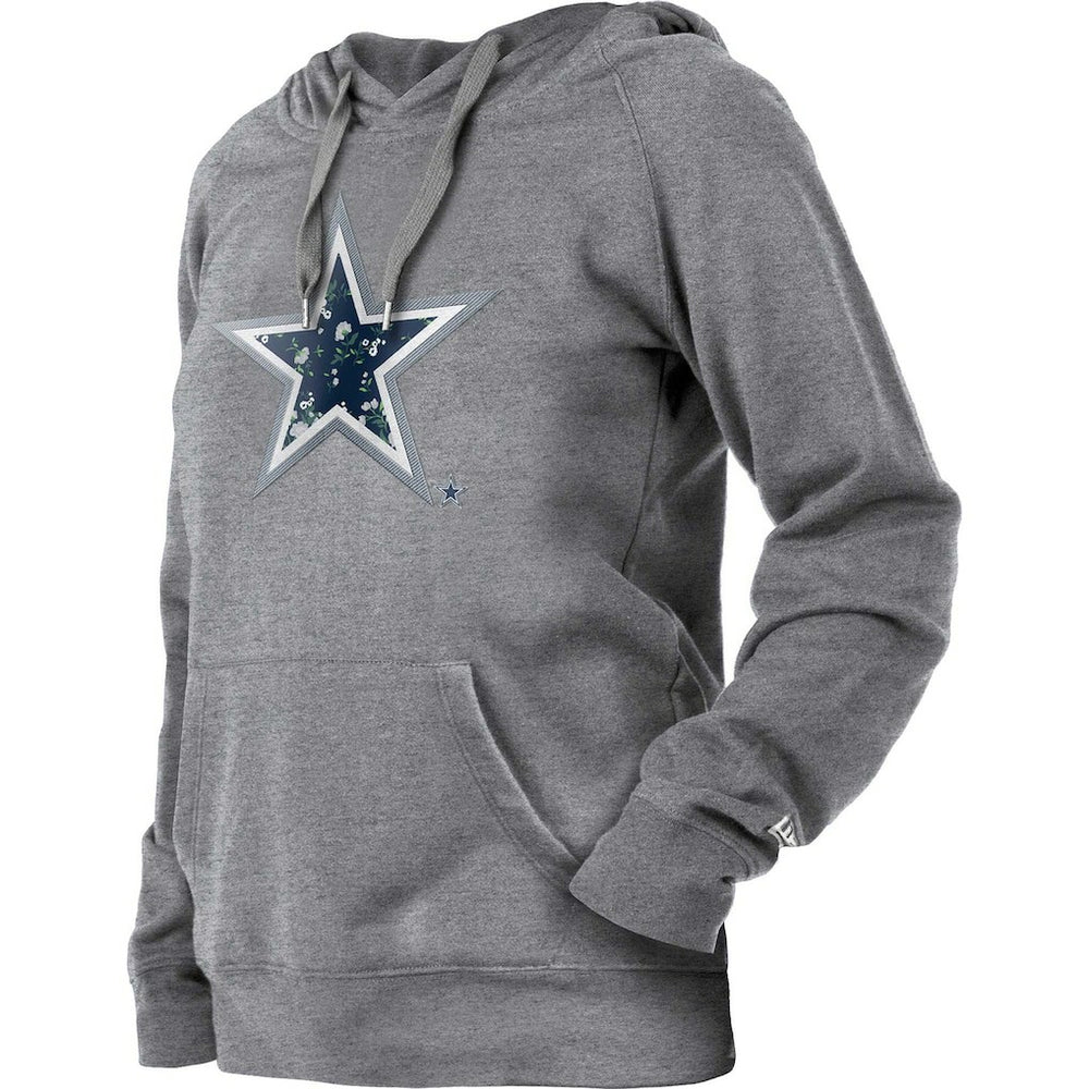 Dallas Cowboys New Era Women's Floral Raglan Pullover Hoodie - Gray - NFL