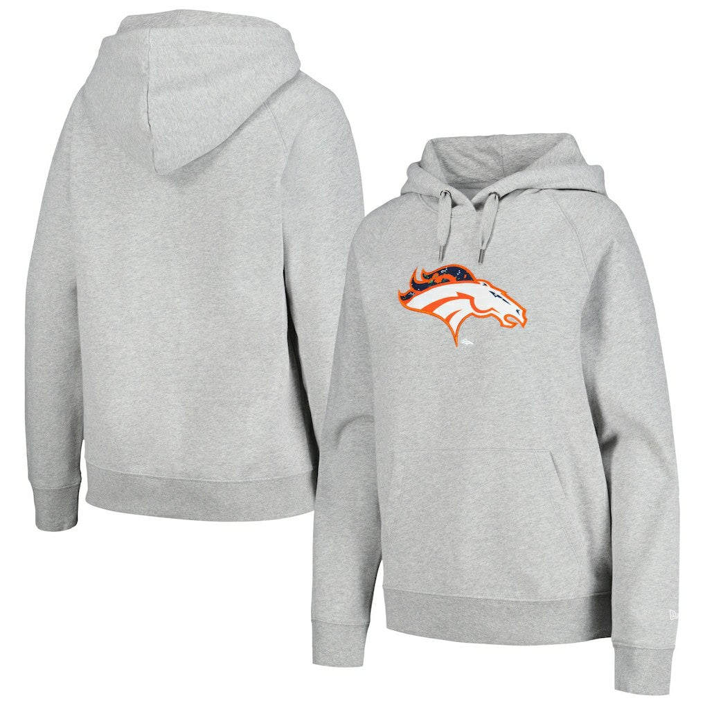 Denver Broncos New Era Women's Floral Raglan Pullover Hoodie - Gray - NFL