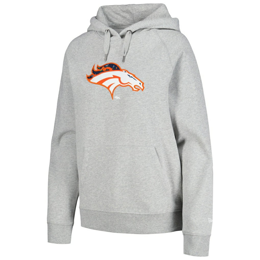 Denver Broncos New Era Women's Floral Raglan Pullover Hoodie - Gray - NFL