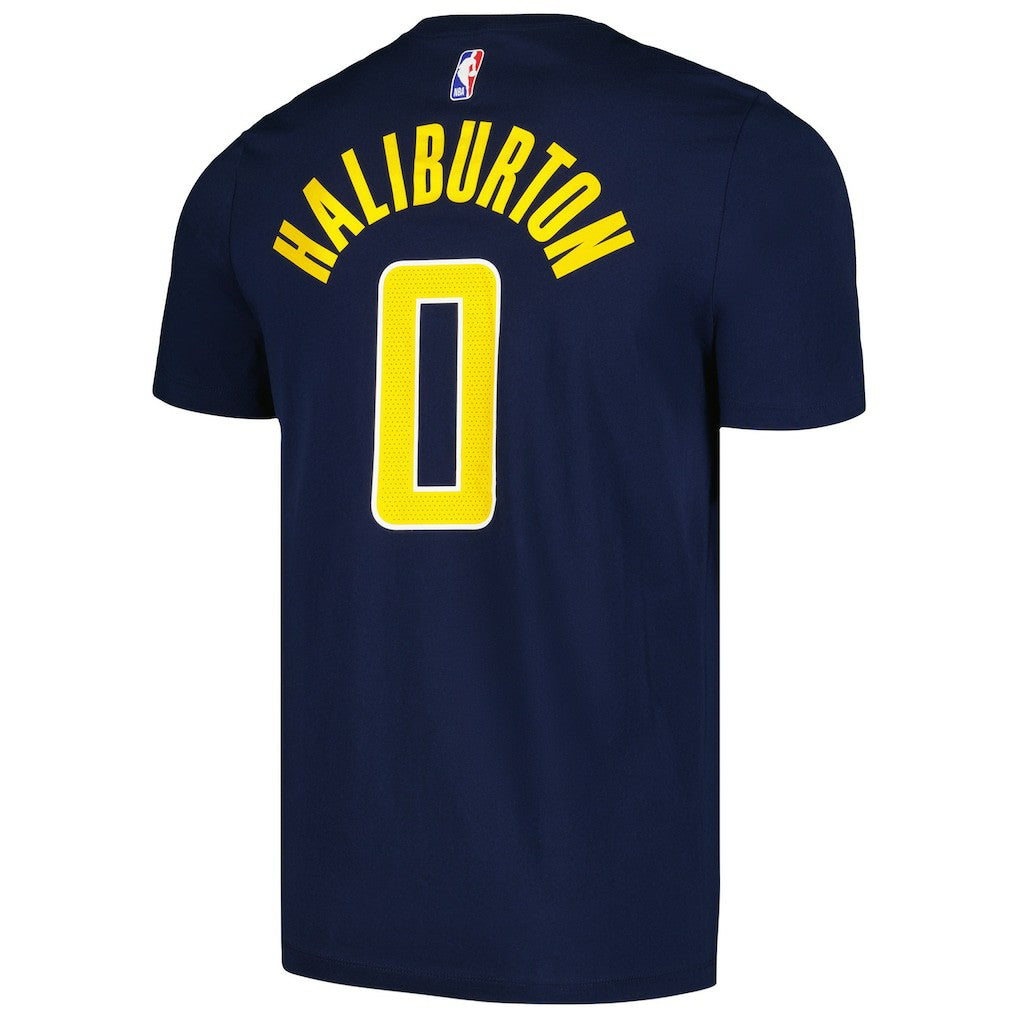 Nike Tyrese Haliburton Indiana Pacers Icon 2022/23 Name & Number T-Shirt Navy