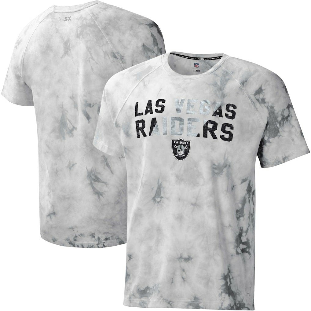 Las Vegas Raiders MSX by Michael Strahan Resolution Tie-Dye Raglan T-Shirt - Gray - NFL