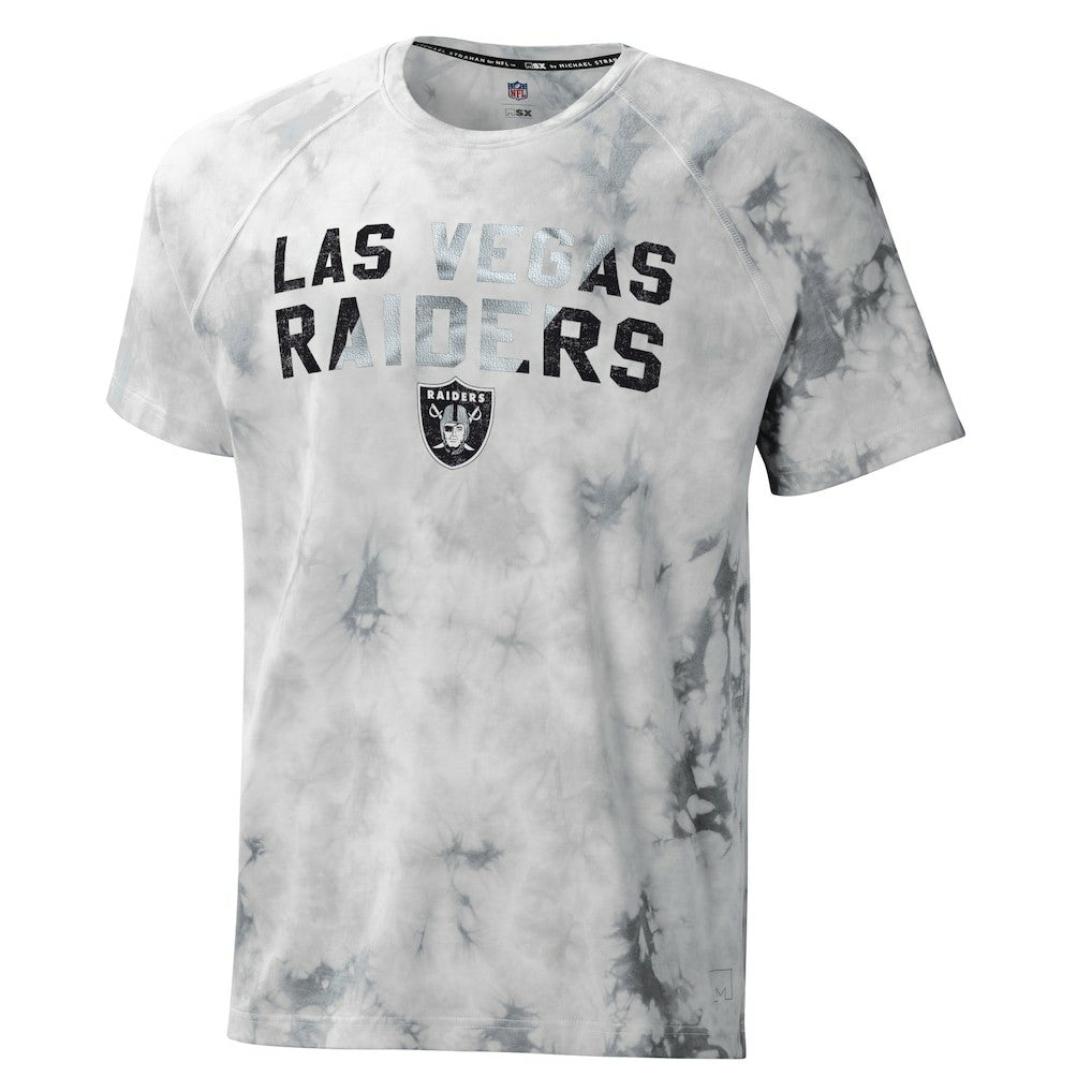 Las Vegas Raiders MSX by Michael Strahan Resolution Tie-Dye Raglan T-Shirt - Gray - NFL