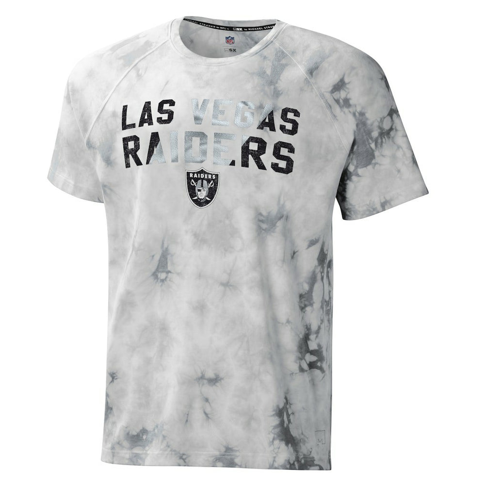 Las Vegas Raiders MSX by Michael Strahan Resolution Tie-Dye Raglan T-Shirt - Gray - NFL