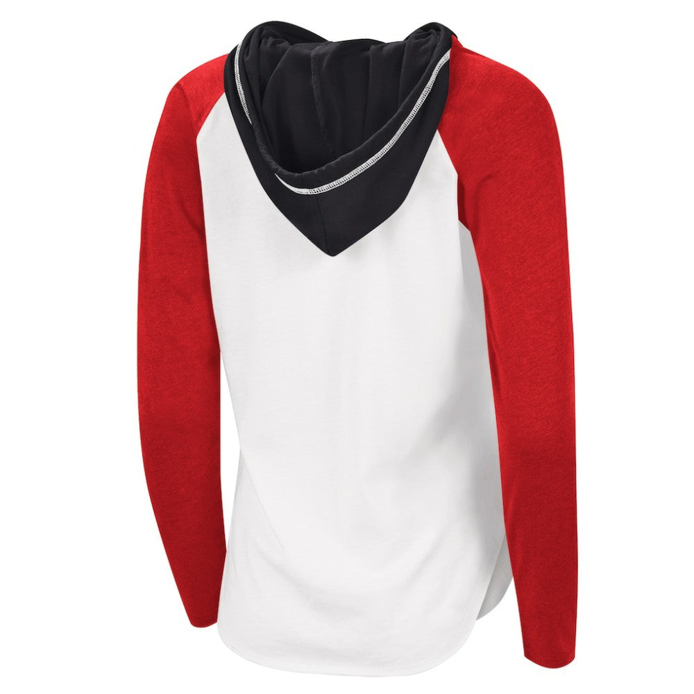 Chicago Blackhawks G-III 4Her by Carl Banks Women's MVP Raglan Lightweight Hooded T-Shirt - White/Heather Red | NHL online