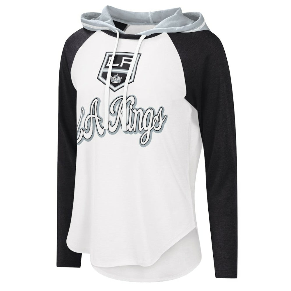 Los Angeles Kings G-III 4Her by Carl Banks Women's MVP Raglan Lightweight Hooded T-Shirt - White/Black | NHL discount