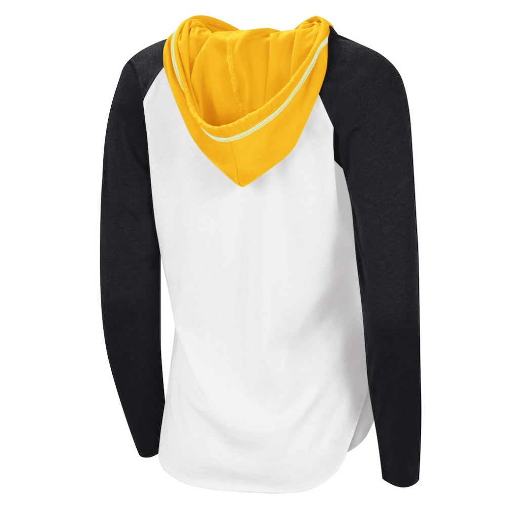 Pittsburgh Penguins G-III 4Her by Carl Banks Women's MVP Raglan Lightweight Hooded T-Shirt - White/Heather Black | NHL sale