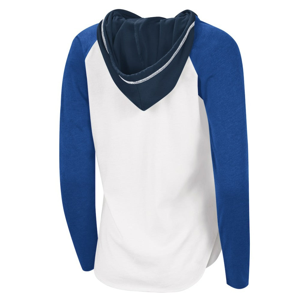 St. Louis Blues G-III 4Her by Carl Banks Women's MVP Raglan Lightweight Hooded T-Shirt - White/Blue | NHL near me
