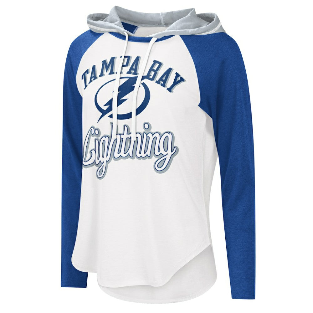 Tampa Bay Lightning G-III 4Her by Carl Banks Women's MVP Raglan Lightweight Hooded T-Shirt - White/Blue | NHL sale