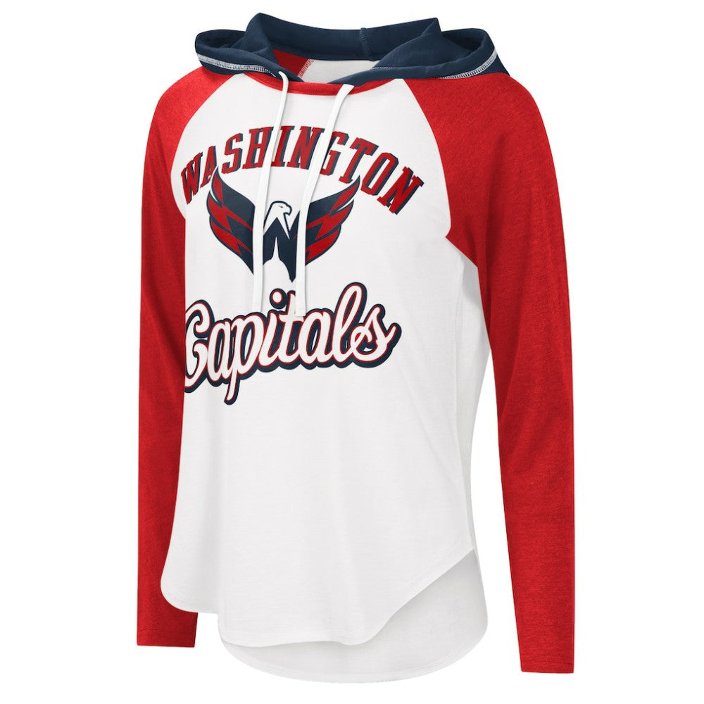Washington Capitals G-III 4Her by Carl Banks Women's MVP Raglan Lightweight Hooded T-Shirt - White/Heather Red | NHL on sale