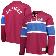 Colorado Avalanche Tommy Hilfiger Walter Lace-Up Long Sleeve Top - Burgundy | NHL near me
